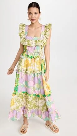 Alemais Elora Patchwork Tiered Midi Dress