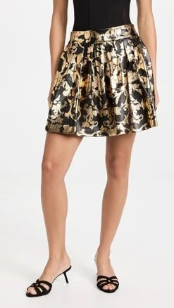 Alice + Olivia Fizer Vegan Leather Box Pleated Skirt
