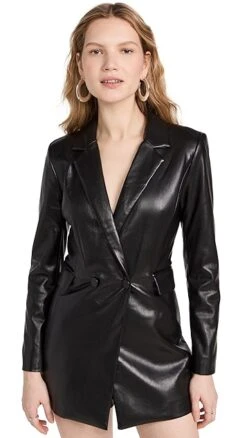 Alice + Olivia Kyrie Faux Leather Notch Collar Tuxedo Romper -Agolde Store alice465641cd2d 1673454583205 2 0. UX357 QL90