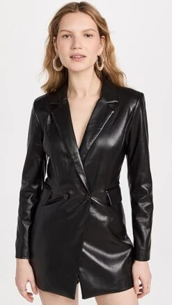 Alice + Olivia Kyrie Faux Leather Notch Collar Tuxedo Romper -Agolde Store alice465641cd2d 1673454583318 2 0. UX357 QL90