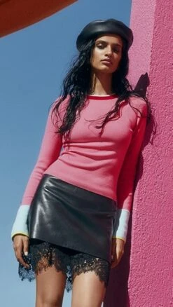 Alice + Olivia Rubi Faux Leather Two Tier Micro Skirt