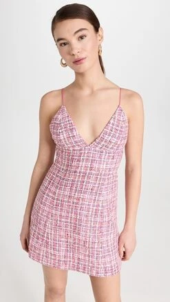 Alice + Olivia Carli Spaghetti Strap Tweed Dress