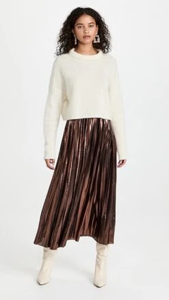 En Saison Pleated Metallic Midi Skirt -Agolde Store ensai301281a338 1636473477368 2 0. UX357 QL90