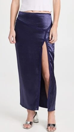 Free People Dakota Satin Midi Skirt