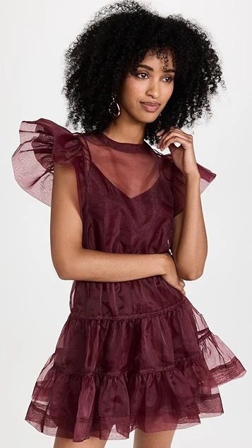 SIMKHAI Monique Organza Ruffle Sleeve Mini Dress 9 SIMKHAI Monique Organza Ruffle Sleeve Mini Dress - Image 7