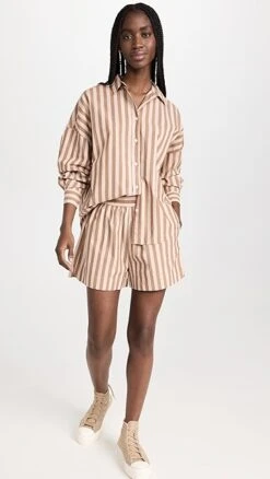 LMND Elastic Waist Stripe Shorts -Agolde Store lmndd300031f058 1672935463164 2 0. UX357 QL90