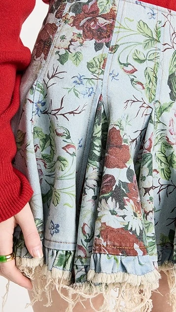 Molly Goddard Floral Printed Denim Flared Mini Skirt 7 Molly Goddard Floral Printed Denim Flared Mini Skirt - Image 5