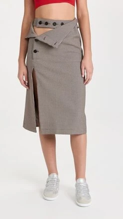 ROKH Button Detailed Midi Skirt