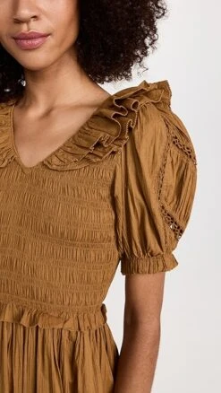 Sea Paco Solid Puff Sleeve Smocked Dress -Agolde Store seaaa217721776e 1668451436941 2 0. UX357 QL90