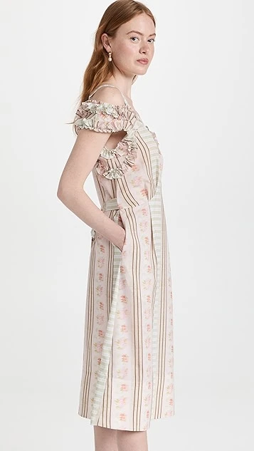 Simone Rocha Off Shoulder Sleeveless Midi Dress With Frill & Tie 5 Simone Rocha Off Shoulder Sleeveless Midi Dress With Frill & Tie - Image 3